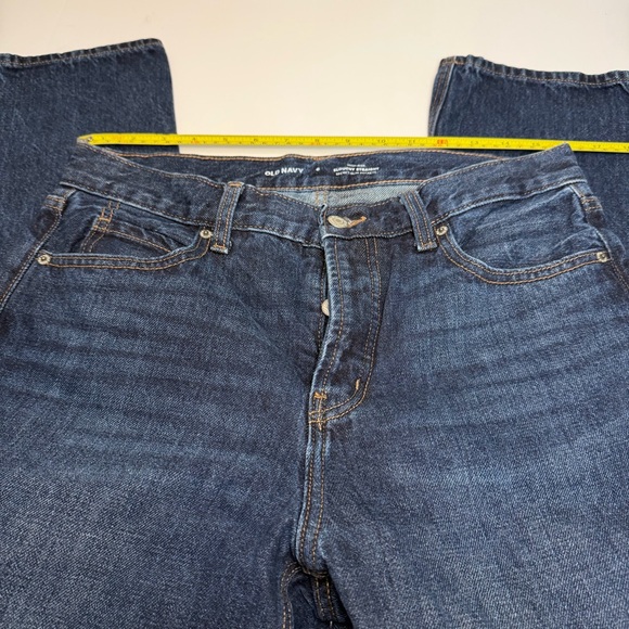 Old Navy High Rise Slouchy Straight Dark Wash Denim Jeans Cropped Button Fly 6 - Picture 5 of 11